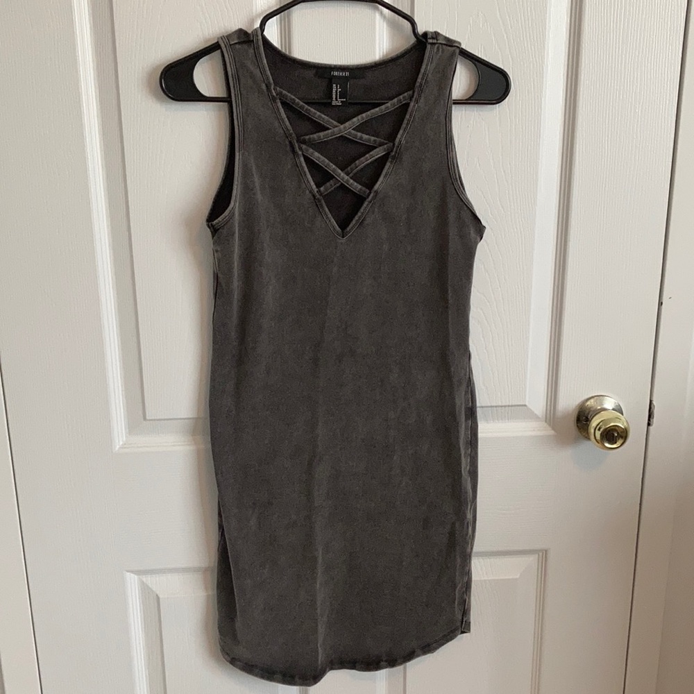 F21 Gray Denim Bodycon Dress